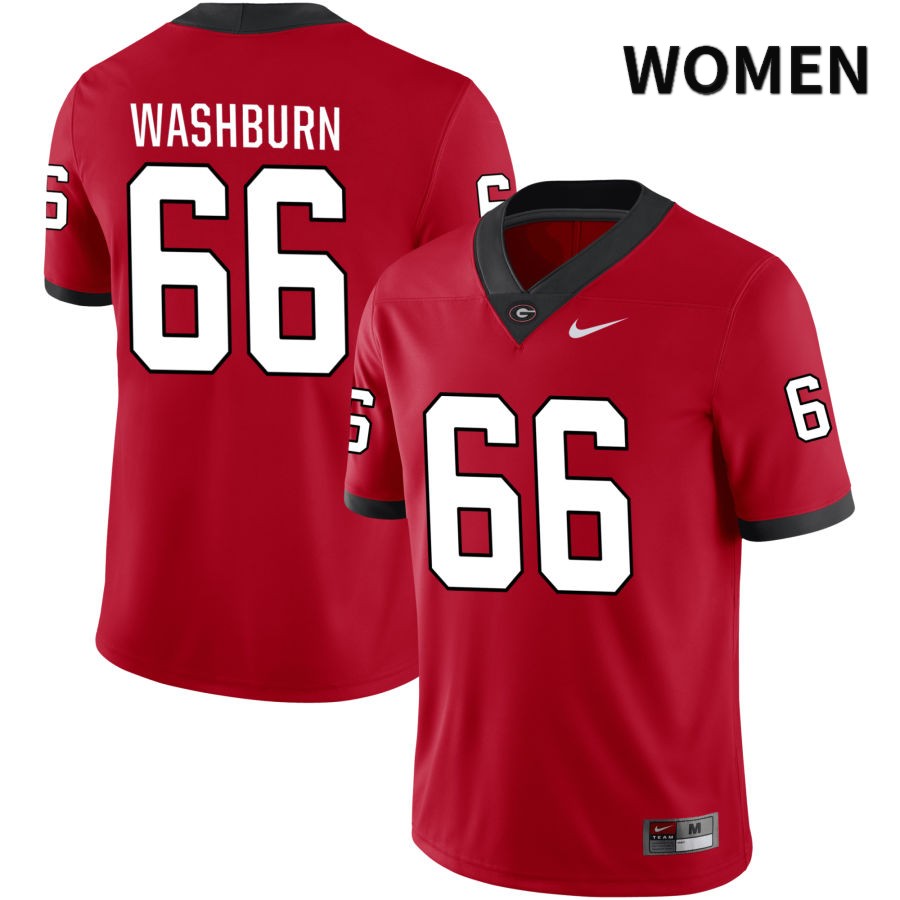 Georgia Bulldogs Women's Jonathan Washburn #66 Red 2022 NIL Stitched College UGA Football Jersey 23ZM010XU